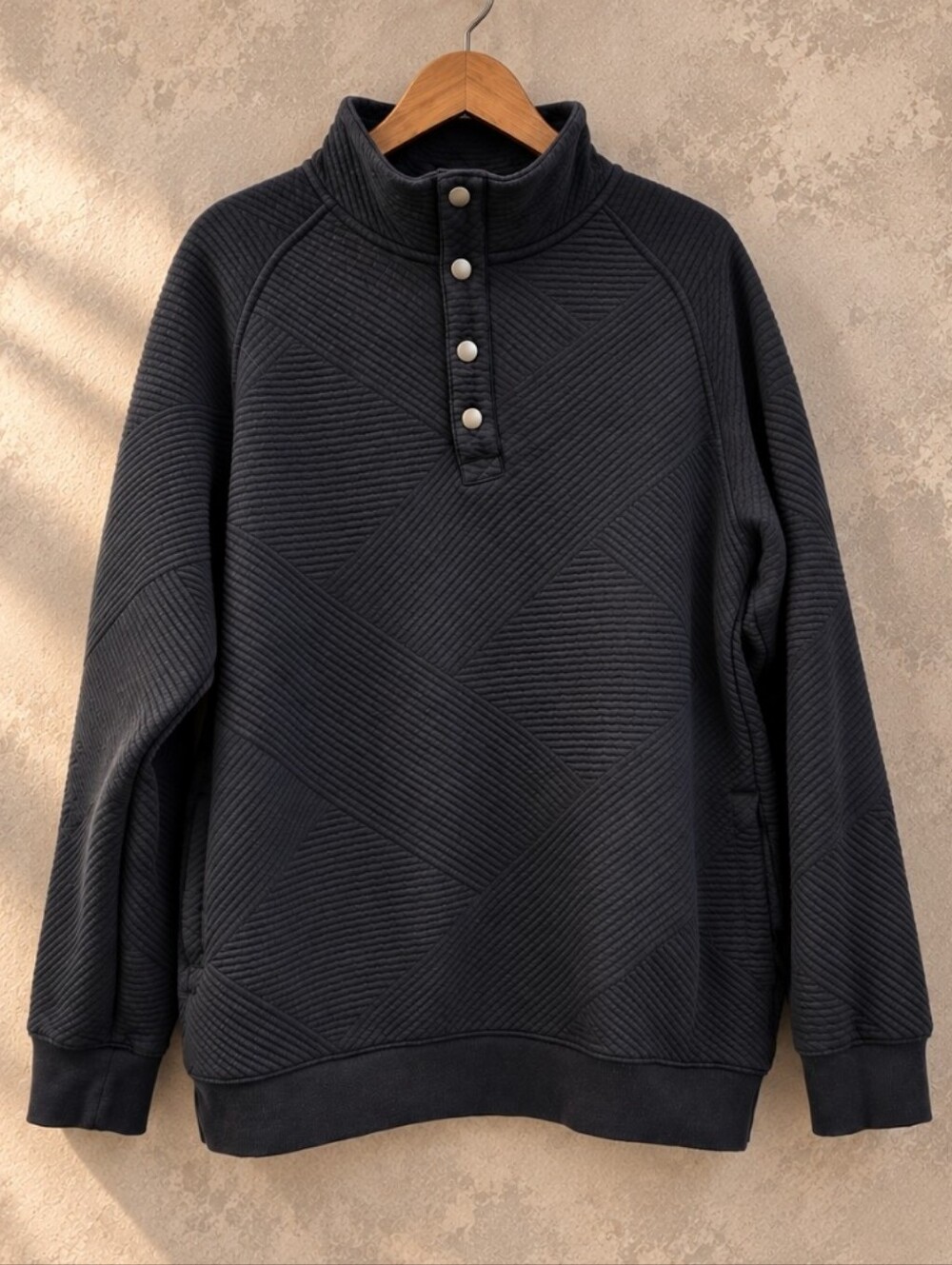 Goodfellow & Co Black Quilted Zip-Neck Pullover Sweater